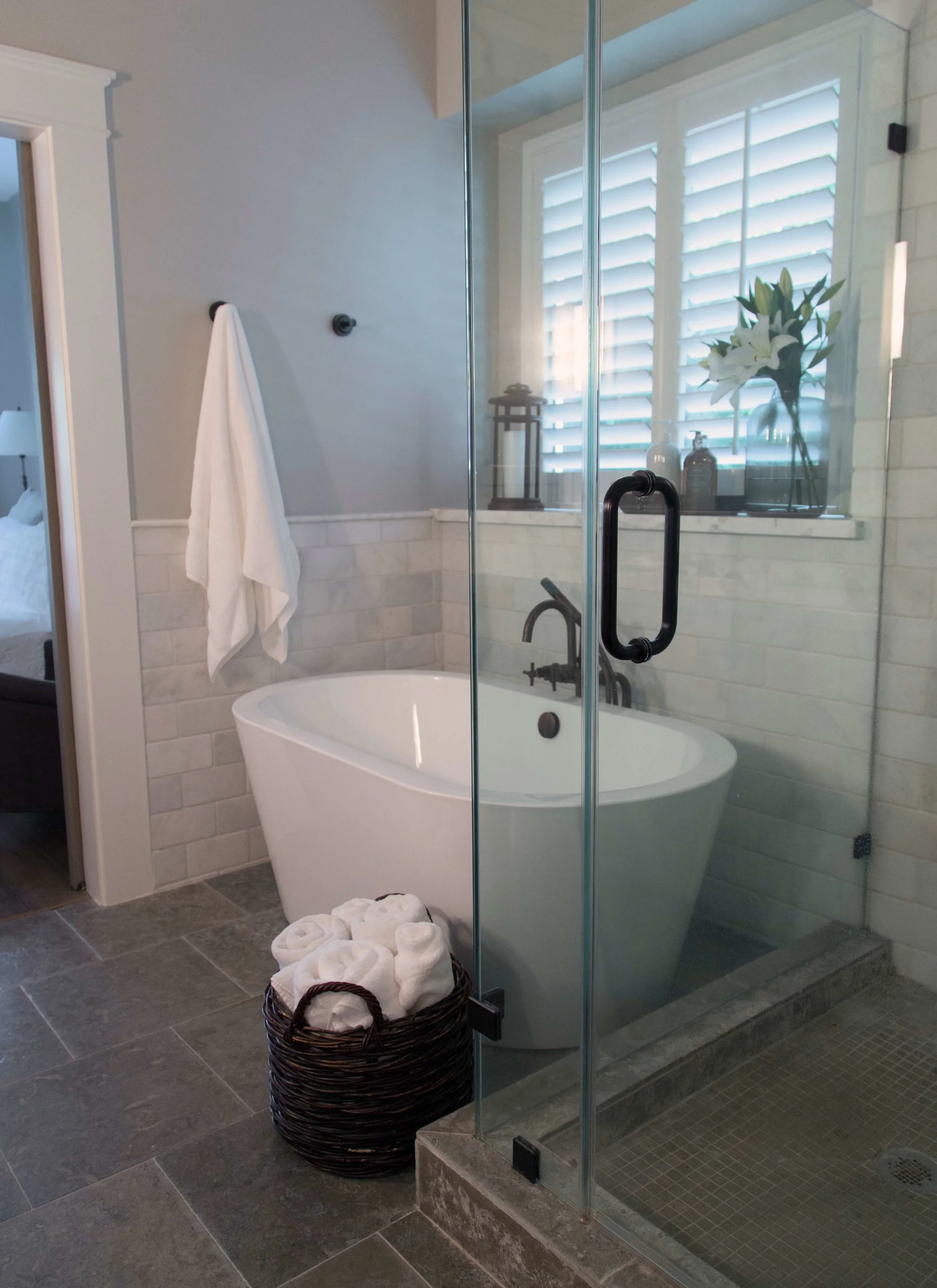 Small bathroom with 2024 bathtub and shower